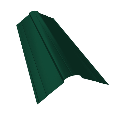 Планка конька фигурного 100x100 0.4 PE с пленкой RAL 6005 зеленый мох (2м)