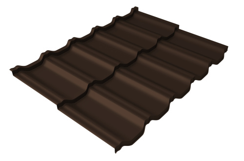Профиль волновой Grand Line модульный Квинта Uno c 3D резом 0.5 GreenCoat Pural BT RR 887 шоколадно-коричневый (RAL 8017 шоколад)