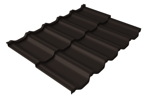 Профиль волновой Grand Line модульный Квинта Uno c 3D резом 0.5 GreenCoat Pural BT RR 32 темно-коричневый (RAL 8019 серо-коричневый)