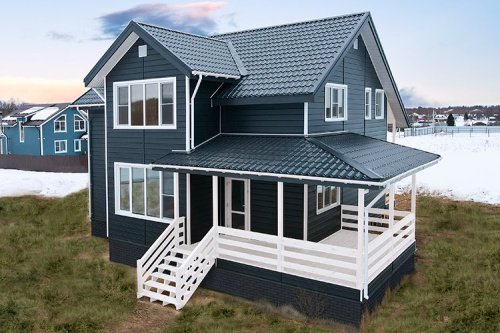 Виниловый сайдинг Grand Line natural-брус Acryl графит 3 м фото 2