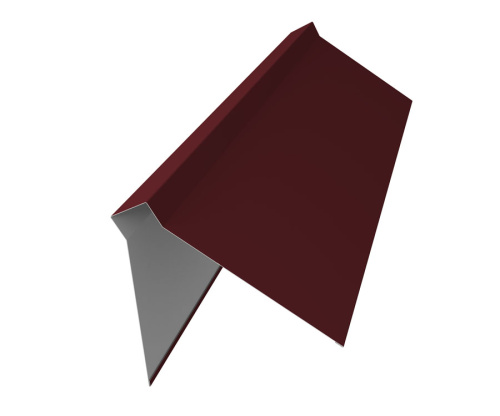 Планка конька плоского 220х50х220 0.5 Satin с пленкой RAL 3005 красное вино (2м)