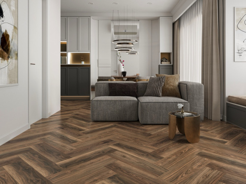 Виниловый ламинат SPC CronaFloor Herringbone Дуб Ле-Ман H018 фото 2 Виниловый ламинат SPC CronaFloor Herringbone Дуб Ле-Ман H018 фото 2