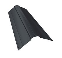 Планка конька фигурного 100x100 0.5 Satin с пленкой RAL 7024 мокрый асфальт (2м)